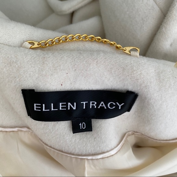 Ellen Tracy Ivory Wool Winter Dress Coat SZ 10 - Picture 7 of 10
